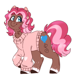 Size: 768x809 | Tagged: safe, artist:wanderingpegasus, oc, oc only, oc:ginger, species:earth pony, species:pony, butt fluff, chest fluff, clothing, cute, dappled, ear fluff, female, leg fluff, mare, neck fluff, ocbetes, simple background, solo, sweater, transparent background