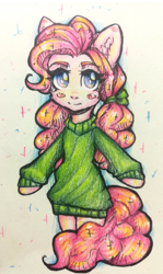 Size: 1080x1810 | Tagged: safe, artist:zefirka, character:pinkie pie, species:earth pony, species:pony, clothing, female, solo, sweater, traditional art