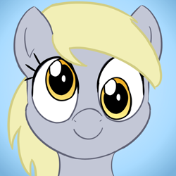 Size: 800x800 | Tagged: safe, artist:comfyplum, character:derpy hooves, species:pegasus, species:pony, bust, female, gradient background, icon, mare, smiling, solo