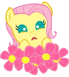 Size: 360x400 | Tagged: safe, artist:doctorxfizzle, character:fluttershy, species:pony, baby, baby pony, babyshy, cute, flower, peekaboo pony pals, shyabetes