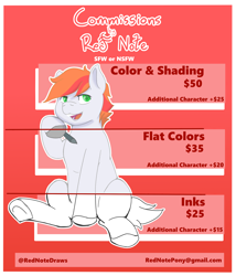 Size: 3000x3500 | Tagged: safe, artist:red note, oc, oc only, oc:red note, species:pony, commission info, pen