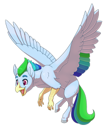 Size: 2800x3300 | Tagged: safe, artist:jackiebloom, oc, oc only, oc:razor wind, parent:captain celaeno, parent:rainbow dash, species:classical hippogriff, species:hippogriff, female, interspecies offspring, magical lesbian spawn, offspring, simple background, solo, spread wings, transparent background, wings