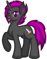 Size: 500x636 | Tagged: safe, artist:zeka10000, oc, oc only, oc:vadimcomrade, species:pony, species:unicorn, ear fluff, full body, looking at you, male, one eye closed, request, requested art, simple background, solo, stallion, standing, tongue out, transparent background, wink