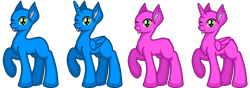 Size: 1800x636 | Tagged: safe, artist:zeka10000, species:alicorn, species:earth pony, species:pegasus, species:pony, species:unicorn, base, ear fluff, female, full body, looking at you, male, mare, one eye closed, one hoof raised, simple background, stallion, standing, tongue out, transparent background, wink