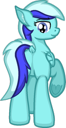 Size: 413x794 | Tagged: safe, artist:zeka10000, oc, oc only, oc:minty gamer, species:pegasus, species:pony, blank flank, butt, dock, ear fluff, female, full body, looking back, mare, plot, request, requested art, simple background, smiling, solo, standing, transparent background
