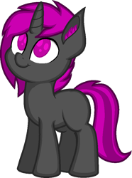 Size: 640x859 | Tagged: safe, artist:zeka10000, oc, oc only, oc:vadimcomrade, species:pony, species:unicorn, blank flank, cheek fluff, cheeks, colt, cute, ear fluff, looking up, male, no pupils, ocbetes, request, requested art, simple background, smiling, solo, transparent background