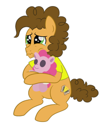 Size: 894x1052 | Tagged: safe, artist:ashidaii, character:cheese sandwich, character:pinkie pie, species:pony, ship:cheesepie, episode:the last laugh, g4, my little pony: friendship is magic, cute, diacheeses, female, male, plushie, shipping, simple background, straight, teary eyes, transparent background