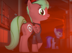 Size: 1449x1080 | Tagged: safe, artist:spinostud, oc, oc only, species:pegasus, species:pony, 3d, clothing, commissar, communism, female, hat, looking at you, looking back, looking back at you, mare, open mouth, source filmmaker, uniform