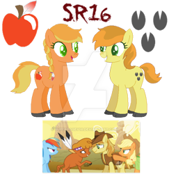 Size: 600x618 | Tagged: safe, artist:superrosey16, character:applejack, character:braeburn, character:little strongheart, character:rainbow dash, parent:braeburn, parent:little strongheart, parents:braeheart, ship:braeheart, bisony, female, hybrid, male, offspring, shipping, straight