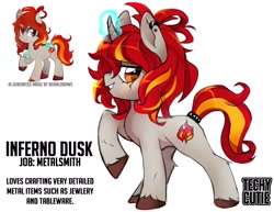 Size: 3300x2550 | Tagged: safe, ai model:aerial, artist:techycutie, machine learning generated, oc, oc:inferno dusk, species:pony, species:unicorn, badass, badass adorable, curved horn, cute, ear piercing, earring, horn, jewelry, piercing, scar, solo