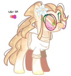 Size: 1800x1924 | Tagged: safe, artist:jxst-alexa, oc, oc only, species:earth pony, species:pony, clothing, female, flower, flower in hair, mare, shirt, simple background, solo, sunglasses, transparent background