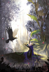 Size: 1015x1476 | Tagged: safe, artist:begasus, character:nightmare moon, character:princess luna, species:bird, species:crow, species:raven