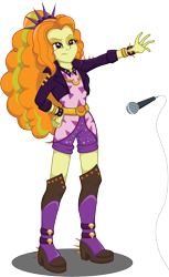 Size: 3305x5390 | Tagged: safe, artist:deannaphantom13, character:adagio dazzle, episode:find the magic, equestria girls:sunset's backstage pass, g4, my little pony: equestria girls, my little pony:equestria girls, spoiler:eqg series (season 2), absurd resolution, bracelet, clothing, contempt, disdain, female, human scum, jacket, jewelry, leather jacket, mic drop, microphone, shorts, simple background, solo, spiked headband, spiked wristband, transparent background, wristband