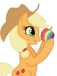 Size: 705x941 | Tagged: safe, artist:constellite, artist:prettypinkpony, character:applejack, species:earth pony, species:pony, apple, bipedal, cute, female, food, jackabetes, mare, profile, simple background, solo, transparent background, vector, zap apple
