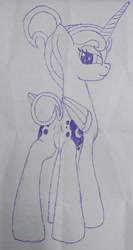 Size: 1833x3446 | Tagged: safe, artist:zeka10000, character:princess luna, species:alicorn, species:pony, bedroom eyes, female, looking at you, looking back, looking back at you, mare, short hair, short tail, sketch, sketchbook, solo, traditional art