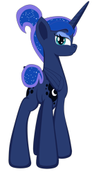Size: 1833x3446 | Tagged: safe, artist:zeka10000, character:princess luna, species:alicorn, species:pony, bedroom eyes, butt, female, looking at you, looking back, looking back at you, mare, plot, short hair, short tail, simple background, solo, transparent background