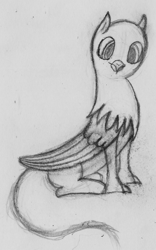 Size: 1279x2054 | Tagged: safe, artist:mfg637, oc, species:griffon, simple background, sketch, solo, traditional art