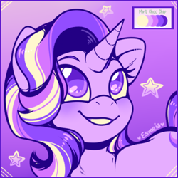 Size: 400x400 | Tagged: safe, artist:esmeia, character:starlight glimmer, species:pony, species:unicorn, cute, female, glimmerbetes, limited palette, looking up, palette swap, recolor, smiling, solo, stars