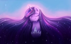 Size: 1920x1200 | Tagged: safe, artist:jadekettu, character:twilight sparkle, species:alicorn, species:pony, episode:the last problem, g4, my little pony: friendship is magic, crying, digital art, ethereal mane, eyes closed, female, galaxy mane, mare, smiling, solo