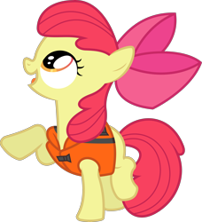 Size: 4000x4380 | Tagged: safe, artist:dasprid, character:apple bloom, species:earth pony, species:pony, episode:pinkie apple pie, g4, my little pony: friendship is magic, female, filly, lifejacket, looking up, simple background, solo, transparent background, vector