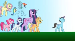 Size: 1024x565 | Tagged: safe, artist:wolftendragon, character:applejack, character:fluttershy, character:pinkie pie, character:rainbow dash, character:rarity, character:twilight sparkle, character:twilight sparkle (alicorn), oc, species:alicorn, species:pony, species:unicorn, episode:the last problem, g4, my little pony: friendship is magic, female, mane six, mare, princess twilight 2.0
