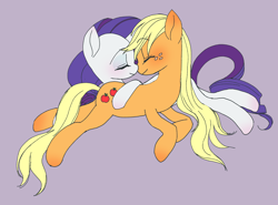 Size: 2734x2023 | Tagged: safe, artist:haibaratomoe, character:applejack, character:rarity, species:earth pony, species:pony, species:unicorn, ship:rarijack, female, lesbian, loose hair, shipping