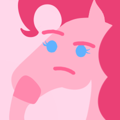 Size: 240x240 | Tagged: safe, artist:conphettey, character:pinkie pie, species:earth pony, species:pony, emoji, female, hoers, hooves, mare, reaction image, simple background, solo, thinking, thinking emoji