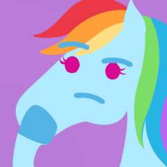 Size: 240x240 | Tagged: safe, artist:conphettey, character:rainbow dash, species:pegasus, species:pony, emoji, female, hoers, hooves, mare, reaction image, simple background, solo, thinking, thinking emoji