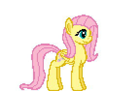 Size: 288x188 | Tagged: safe, artist:zeka10000, character:fluttershy, species:pegasus, species:pony, animated, blinking, breathing, female, folded wings, gif, pixel art, profile, profile view, simple background, solo, standing, transparent background, wings