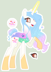Size: 1225x1723 | Tagged: safe, artist:sweet-psycho-uwu, base used, oc, parent:princess celestia, parent:thorax, parents:thoralestia, species:changepony, female, hybrid, interspecies offspring, magic, offspring, simple background, solo, white outline