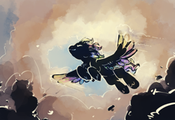 Size: 878x600 | Tagged: safe, artist:clovercoin, species:pegasus, species:pony, cloud