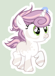 Size: 645x898 | Tagged: safe, artist:sweet-psycho-uwu, base used, oc, parent:pipsqueak, parent:sweetie belle, parents:sweetiesqueak, species:pony, species:unicorn, female, filly, offspring, simple background, solo, white outline