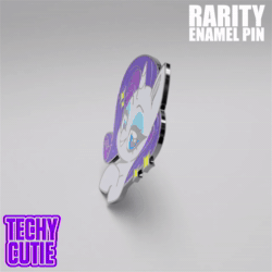 Size: 1280x1280 | Tagged: safe, artist:techycutie, character:rarity, species:pony, species:unicorn, 3d, 3d model, animated, bedroom eyes, bust, enamel pin, female, no sound, render, solo, sparkles, video, webm