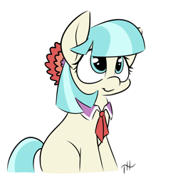 Size: 3000x3000 | Tagged: safe, artist:fakskis, character:coco pommel, species:earth pony, species:pony, 30 minute art challenge, cocobetes, cute, female, high res, mare, missing cutie mark, simple background, sitting, smiling, solo, white background