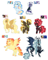 Size: 3115x3859 | Tagged: safe, artist:purfectprincessgirl, character:applejack, character:big mcintosh, character:discord, character:fancypants, character:fluttershy, character:king sombra, character:pinkie pie, character:pokey pierce, character:princess celestia, character:princess luna, character:rainbow dash, character:rarity, character:thunderlane, character:trouble shoes, oc, parent:applejack, parent:big macintosh, parent:discord, parent:fancypants, parent:fluttershy, parent:king sombra, parent:pinkie pie, parent:pokey pierce, parent:princess celestia, parent:princess luna, parent:rainbow dash, parent:rarity, parent:thunderlane, parent:trouble shoes, parents:celestimac, parents:lunacord, parents:raripierce, parents:sombrapie, parents:troubleshy, species:alicorn, species:pony, species:unicorn, ship:celestimac, ship:lunacord, alicorn oc, antlers, blushing, clothing, colored hooves, colored wings, colored wingtips, curved horn, draconequus hybrid, fancydash, female, floppy ears, floral head wreath, flower, freckles, glasses, horn, hybrid, interspecies offspring, jewelry, male, mare, neckerchief, necklace, offspring, parents:fancydash, parents:thunderjack, raripierce, rearing, shipping, simple background, sombrapie, stallion, straight, sweater, thunderjack, transparent background, troubleshy, unshorn fetlocks