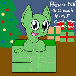 Size: 2000x2000 | Tagged: safe, artist:toonboy92484, species:pony, advertisement, christmas, commission, commission info, holiday, present, ych example, your character here