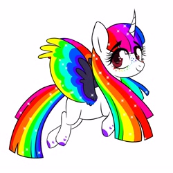 Size: 3000x3000 | Tagged: source needed, safe, artist:nomipolitan, oc, oc only, species:alicorn, species:pony, alicorn oc, multicolored hair, rainbow hair, simple background, solo, white background