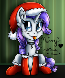 Size: 1802x2151 | Tagged: safe, artist:deraniel, character:rarity, species:pony, species:unicorn, accessories, christmas, clothing, cute, female, fluffy, hat, holiday, socks, solo