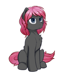 Size: 1000x1200 | Tagged: safe, alternate version, artist:soulfulmirror, derpibooru original, oc, oc only, oc:soulful mirror, ponysona, species:earth pony, species:pony, 2020 community collab, derpibooru community collaboration, background removed, chest fluff, male, pink hair, pink mane, simple background, sitting, solo, stallion, transparent background