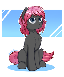 Size: 1000x1200 | Tagged: safe, artist:soulfulmirror, oc, oc only, oc:soulful mirror, species:earth pony, species:pony, abstract background, chest fluff, male, sitting, solo, stallion