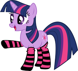 Size: 7000x6428 | Tagged: safe, artist:uxyd, character:twilight sparkle, species:pony, species:unicorn, absurd resolution, clothing, female, mare, raised hoof, simple background, smiling, socks, solo, striped socks, transparent background, vector
