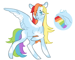 Size: 990x793 | Tagged: safe, artist:jellybeanbullet, character:rainbow dash, species:pegasus, species:pony, g5 leak, leak, female, mare, rainbow dash (g5), redesign, simple background, solo, white background