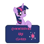 Size: 150x151 | Tagged: safe, artist:majkashinoda626, character:twilight sparkle, character:twilight sparkle (unicorn), species:pony, species:unicorn, advertisement, angry, commission info, commissions are closed, female, solo