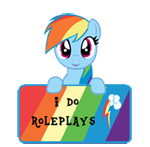 Size: 150x147 | Tagged: safe, artist:majkashinoda626, character:rainbow dash, species:pegasus, species:pony, female, happy, i do roleplays, picture for breezies, roleplay info, sign, solo