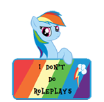 Size: 150x147 | Tagged: safe, artist:majkashinoda626, character:rainbow dash, species:pegasus, species:pony, angry, female, i don't do roleplays, picture for breezies, roleplay info, sign, solo