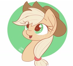 Size: 1308x1194 | Tagged: safe, artist:janelearts, character:applejack, species:earth pony, species:pony, applejack's hat, clothing, cowboy hat, cute, eye clipping through hair, female, hat, jackabetes, solo