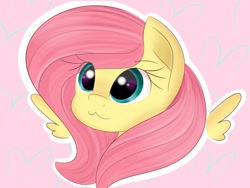 Size: 1600x1200 | Tagged: safe, artist:janelearts, character:fluttershy, species:pegasus, species:pony, catface, cute, female, pink background, shyabetes, simple background, solo