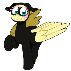 Size: 1050x1050 | Tagged: safe, artist:alittleofsomething, character:fluttershy, episode:sparkle's seven, g4, my little pony: friendship is magic, :t, catsuit, cute, domino mask, female, floppy ears, flutterspy, mane, mask, nervous, raised hoof, shyabetes, simple background, solo, sweat, transparent background, wavy mouth