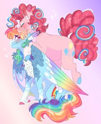 Size: 968x1181 | Tagged: safe, artist:wanderingpegasus, character:pinkie pie, character:rainbow dash, species:earth pony, species:pegasus, species:pony, ship:pinkiedash, digital art, female, lesbian, mare, shipping, smiling