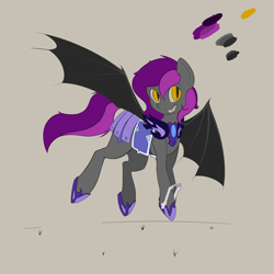 Size: 4000x4000 | Tagged: safe, artist:blueblaze95, oc, oc only, oc:manny, species:bat pony, species:pony, amber eyes, armor, armor skirt, bat pony oc, black wings, clothing, cute, fangs, female, hoof blades, mare, multicolored hair, night guard, night guard armor, reference sheet, simple background, skirt, smiling, solo, wings
